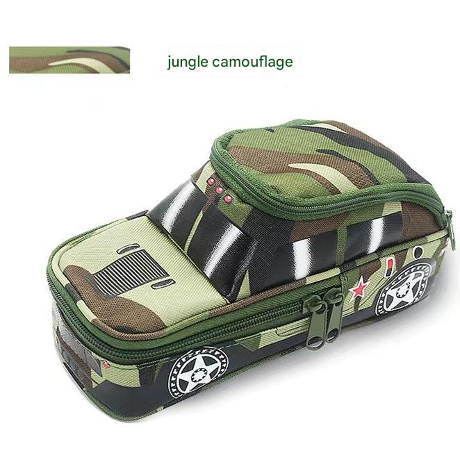 Camouflage Car Shaped Pencil Case - Large Capacity Stationery Organizer Pouch Jungle camouflage