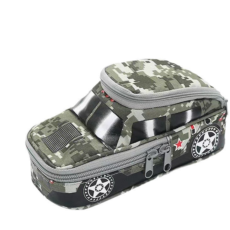 Camouflage Car Shaped Pencil Case - Large Capacity Stationery Organizer Pouch Camouflage gray