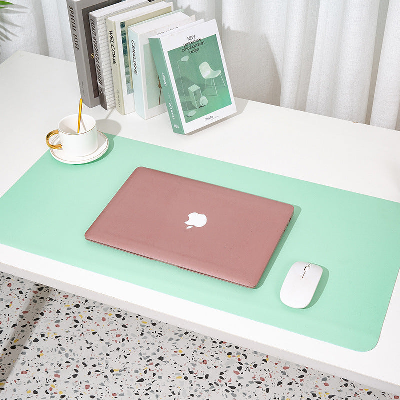 2 PCS Green Extra-Large Leather Table Mat for Study & Work - Pad for Students & Office Use 60x30cm