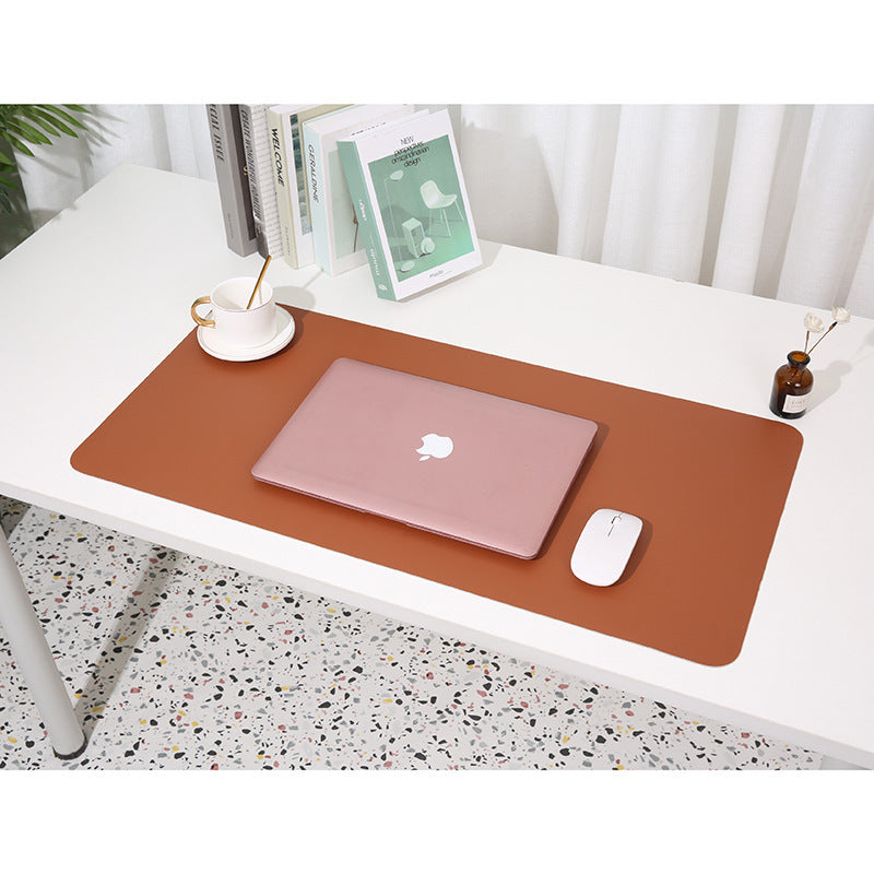 2 PCS Reddish brown/gray Extra-Large Leather Table Mat for Study & Work - Pad for Students & Office Use 60x30cm