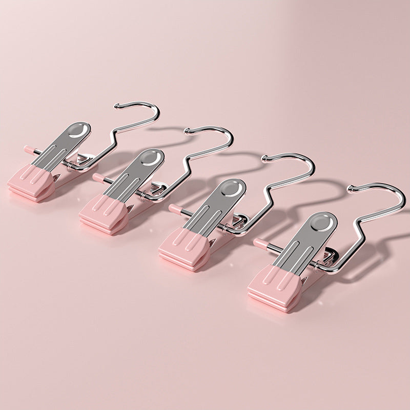 Pink Stainless Steel Hanging Clips 35 PCS - Strong Grip for Pants, Hats, Socks, Laundry