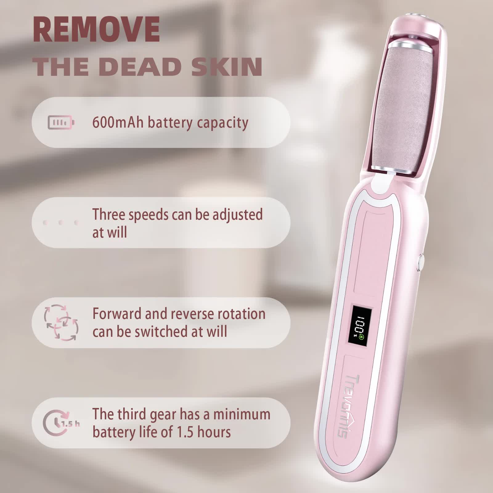 Blue Yellow Rechargeable Electric Callus Remover - 3 Speeds, LCD, for Smooth Feet