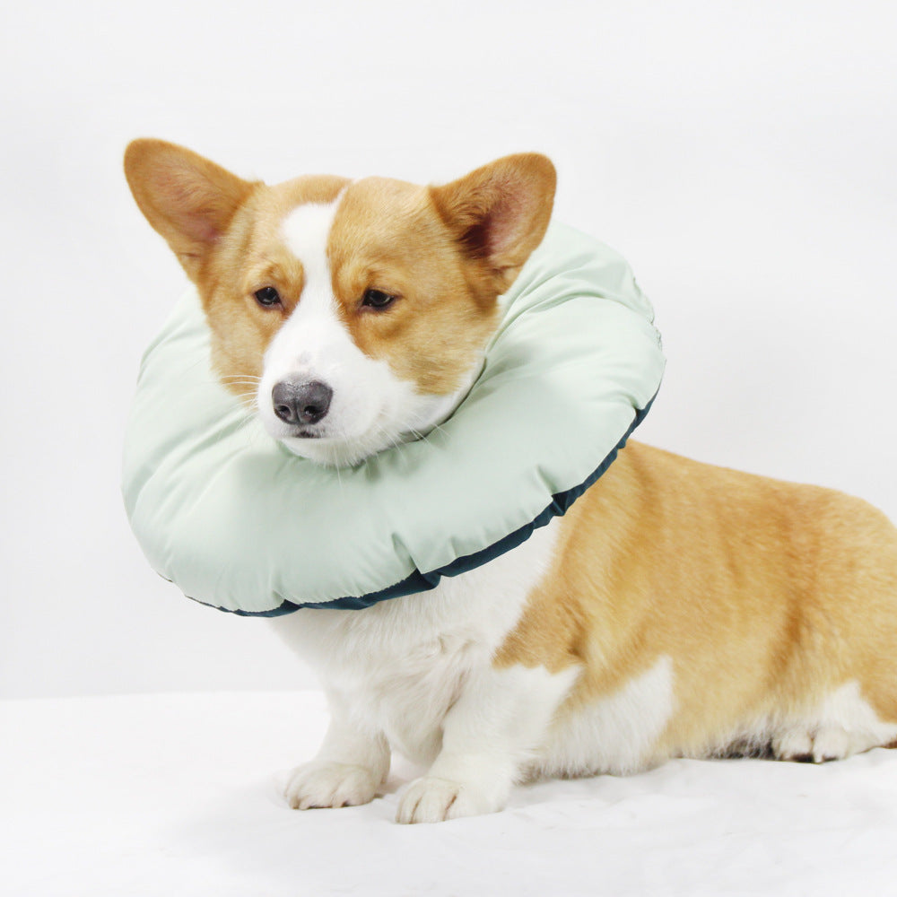 Green Adjustable Soft Elizabethan Collar for Pets - Comfortable Recovery Aid - M