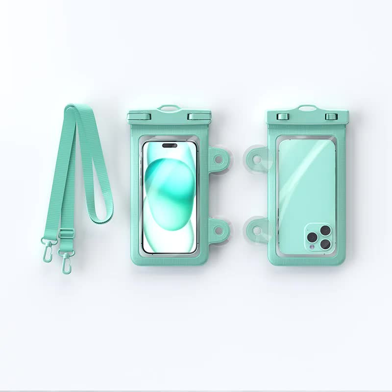 Mint Blue 2-Pack Universal IPX8 Waterproof Phone Pouch with Lanyard - Touch Sensitive Case for Swimming & Outdoor Sports