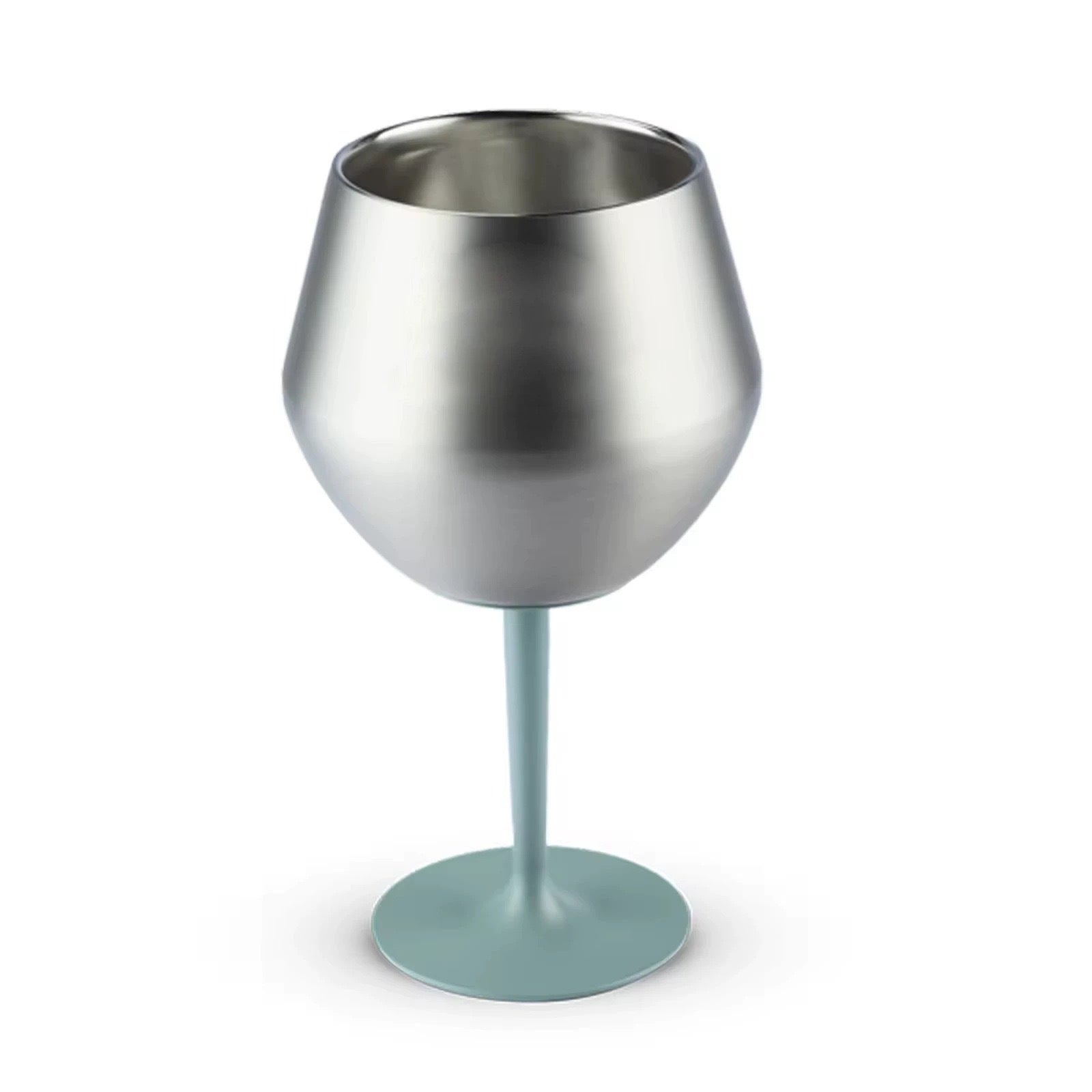 2 Pcs Green and Silver Detachable Stainless Steel Wine Glass - 14oz 420ml Portable Stemmed Goblet for Outdoors & Travel