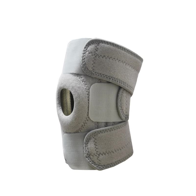 Grey Adjustable Knee Brace Support Pair with Dual Spring Stabilizers & Patella Gel Pad - Non-Slip for Sports Running Hiking