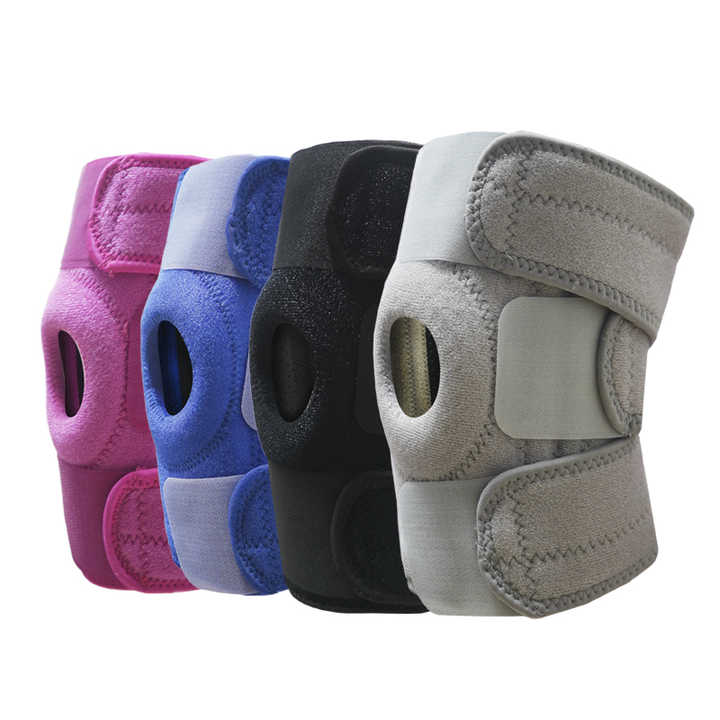 Pink Adjustable Knee Brace Support Pair with Dual Spring Stabilizers & Patella Gel Pad - Non-Slip for Sports Running Hiking