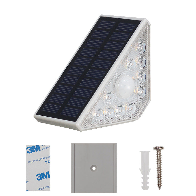 1 Piece White Bright 14-LED Solar Powered Step Lights - Automatic Outdoor Waterproof Illumination for Stairs, Deck, Pathway & Garden Warm White