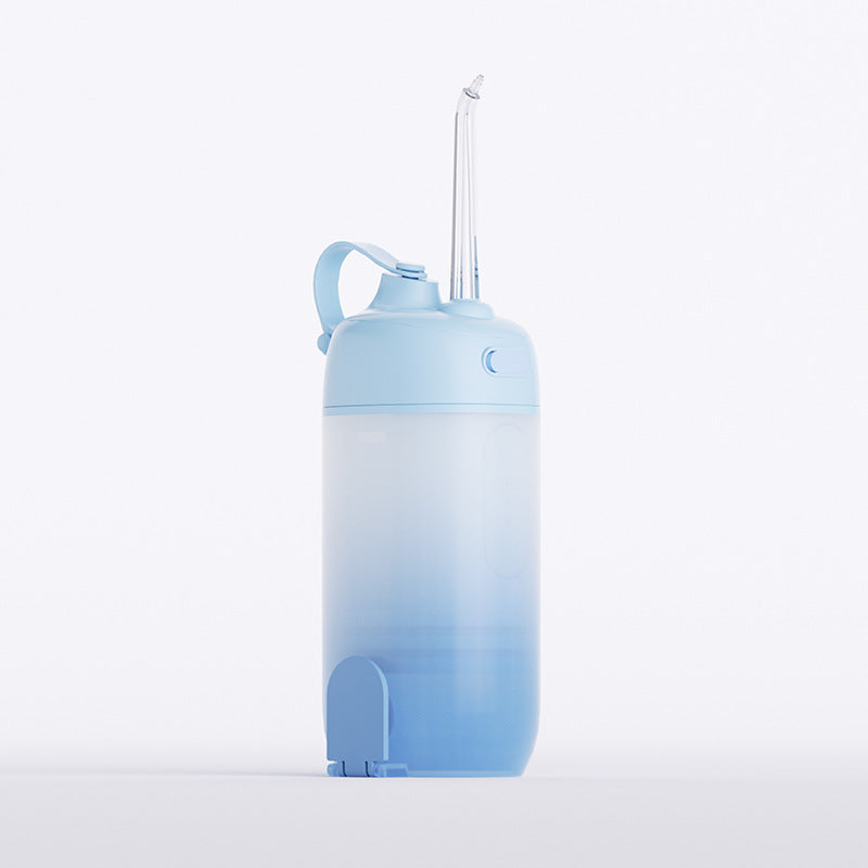 Blue Compact Telescopic Water Flosser - USB Rechargeable Oral Irrigator, 3 Modes, 4 Nozzles for Travel & Home