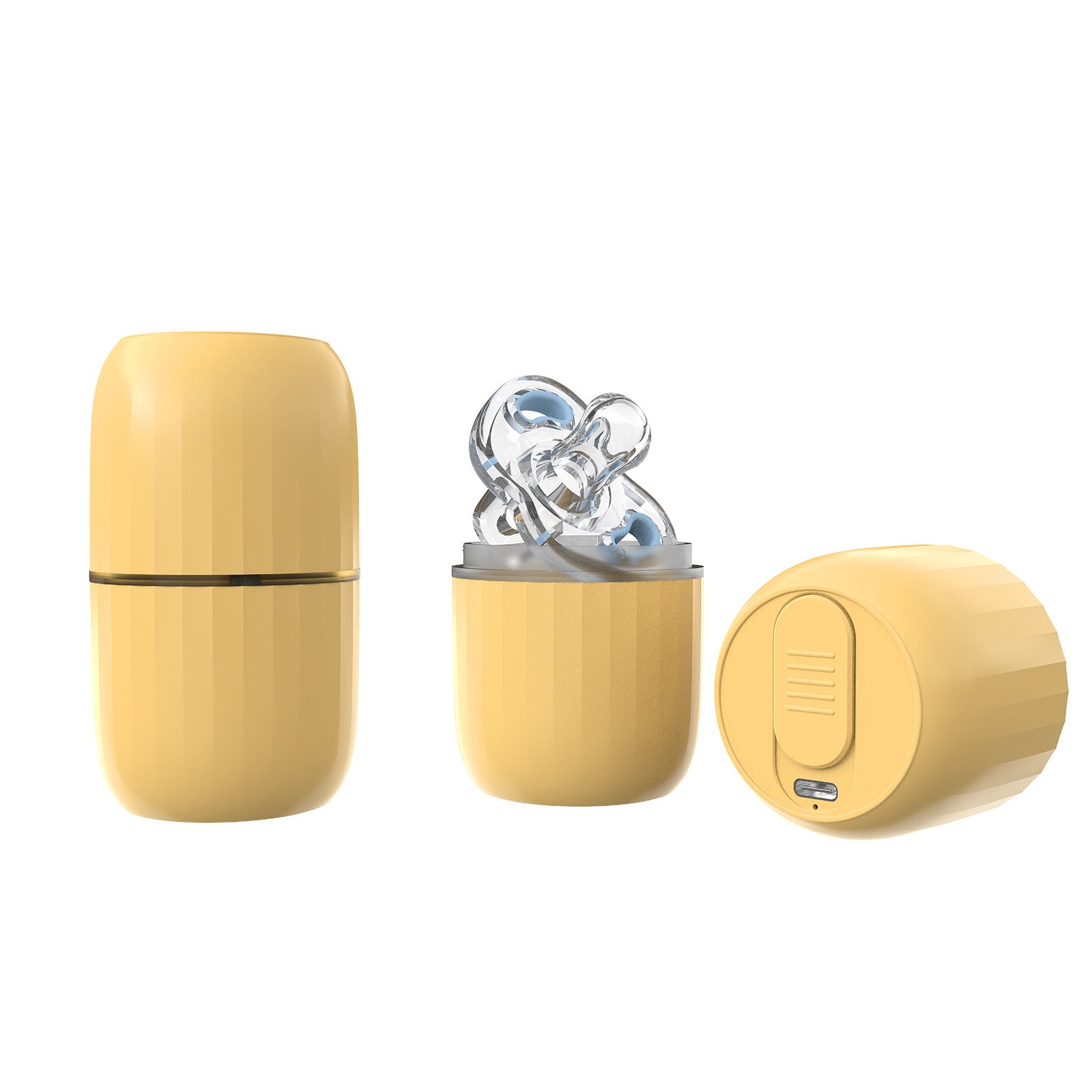 Yellow Portable UV Sterilizer Box for Baby Pacifiers & Small Items - USB Rechargeable, Quick 3-Min Disinfection, Travel Friendly