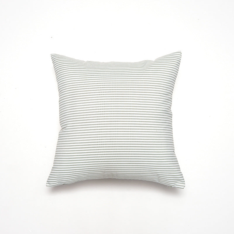 Green Pinstripe Pattern Set of 2 Decorative Cushion Covers - 45x45cm, Soft Polyester Inserts Not Included