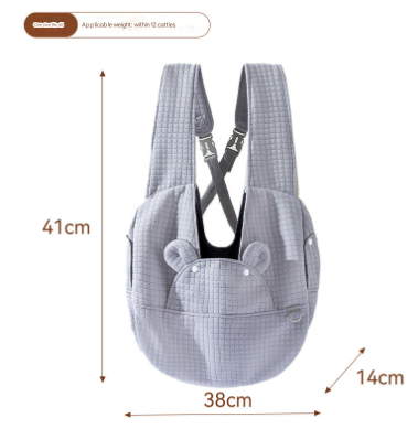 Grey Soft Quilted Pet Carrier Backpack - Front Pack for Small Dogs & Cats Up to 6kg | Secure X-Straps, Breathable Design