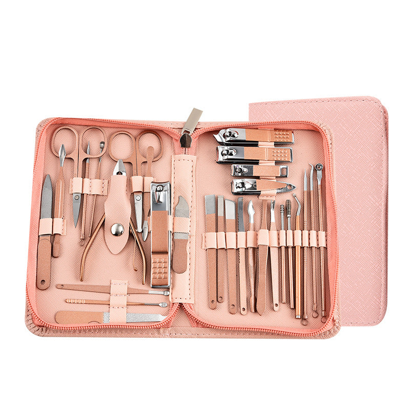30-Piece Professional Manicure & Pedicure Set,Stainless Steel Grooming Kit Rose Gold