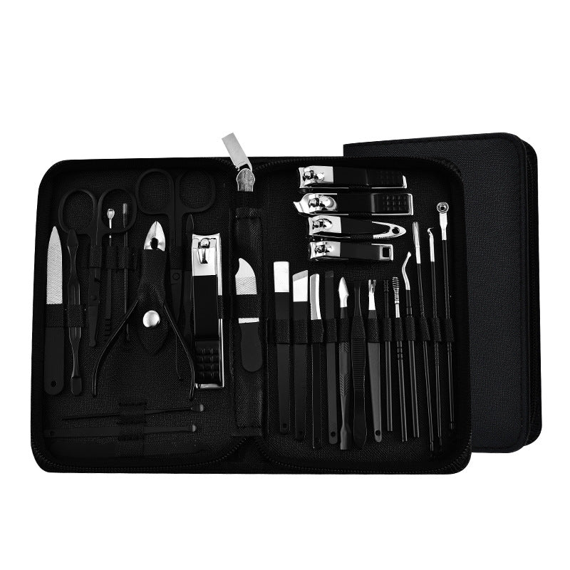 30-Piece Professional Manicure & Pedicure Set,Stainless Steel Grooming Kit black