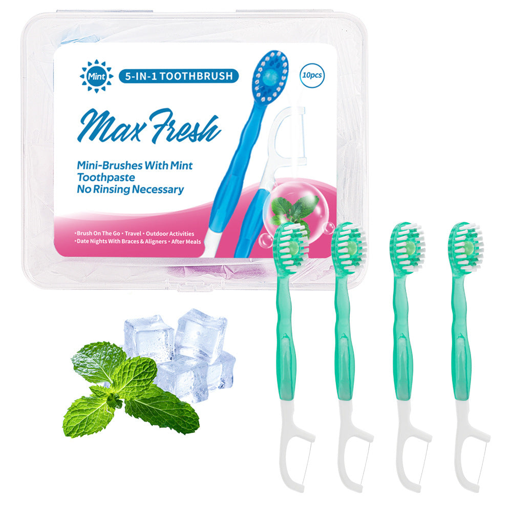 4-in-1 Disposable Travel Toothbrush with Flavor Burst Bead Green plum green tea flavor