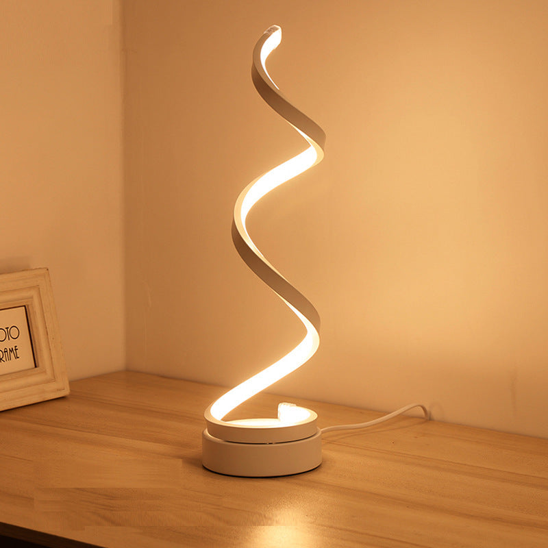 Modern Spiral LED Table Lamp - Dimmable, 3 Light Modes white