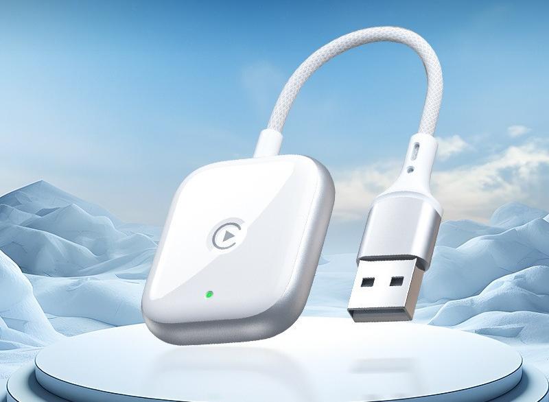 2-in-1 Wireless CarPlay & Android Auto Adapter - Plug & Play Dongle for Cars Applicable to iPhone-White