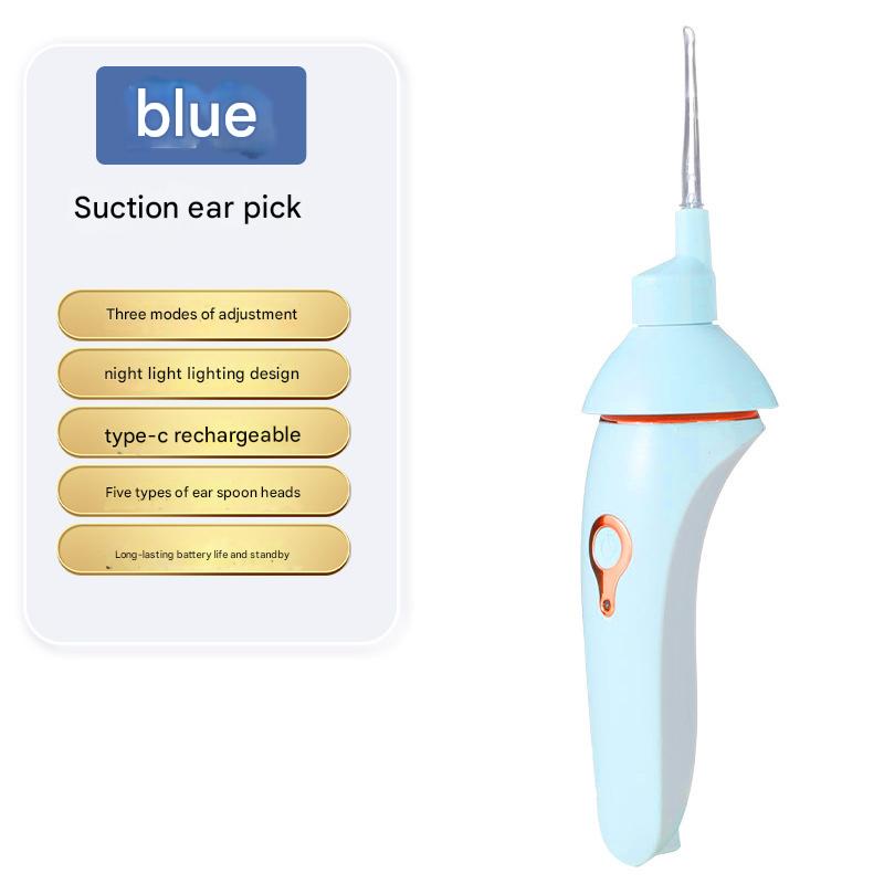Electric Ear Wax Suction Cleaner - 3 Modes, LED Light, 5 Soft Tips blue
