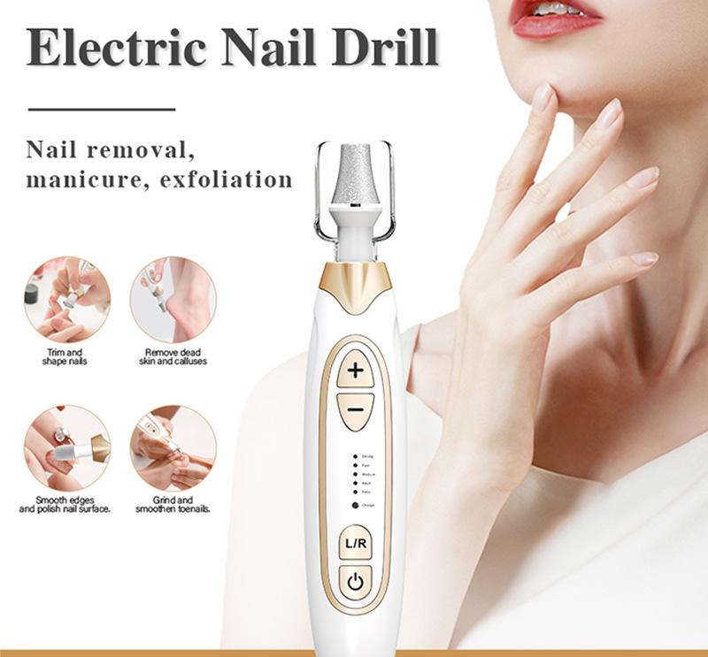 Professional Electric Manicure & Pedicure Kit - 5 Speeds, LED Light Lavender purple