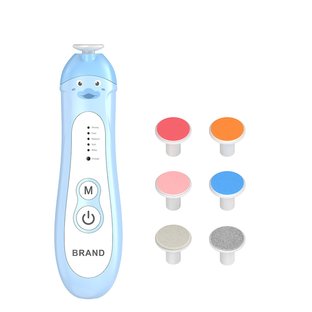 Baby & Adult Electric Nail Trimmer Kit - 6 Heads, 5 Speeds, 360deg Rotation, with Storage Case Blue