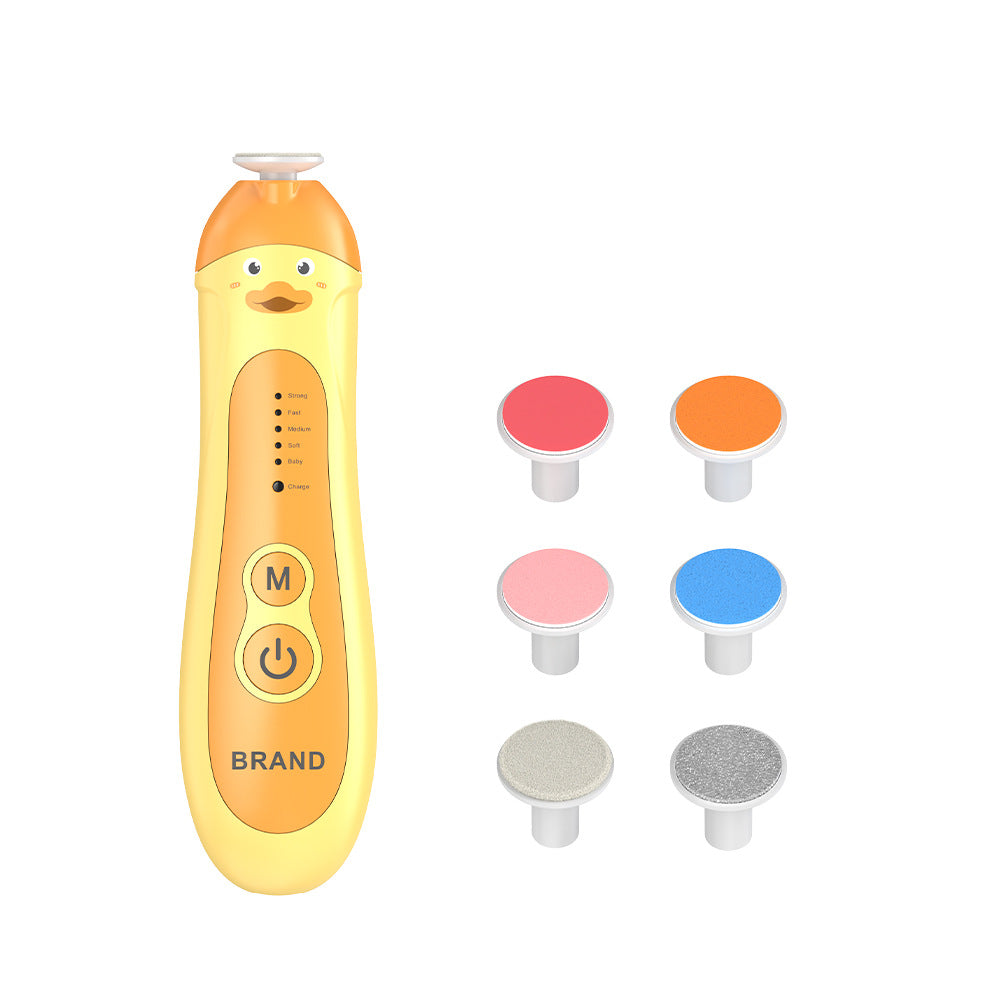 Baby & Adult Electric Nail Trimmer Kit - 6 Heads, 5 Speeds, 360deg Rotation, with Storage Case Orange