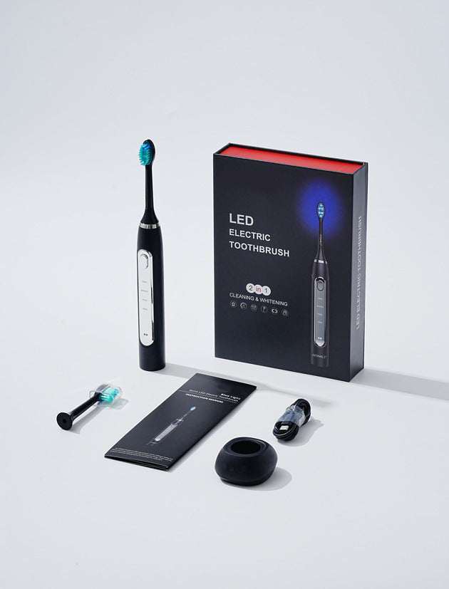 LED Sonic Electric Toothbrush - 2-in-1 Cleaning & Whitening, 4 Modes black