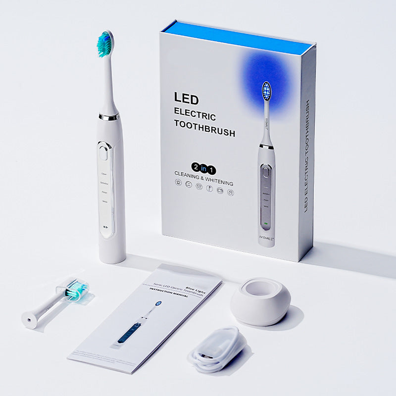 LED Sonic Electric Toothbrush - 2-in-1 Cleaning & Whitening, 4 Modes white