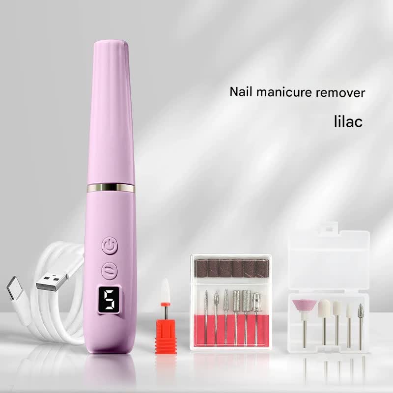 Portable Electric Nail Drill Machine Kit - 18000 RPM, 5-Speed, USB-C Rechargeable with LED Display purple