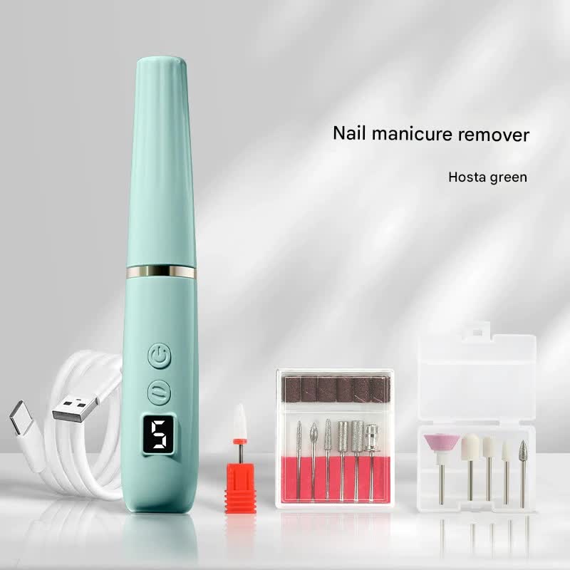 Portable Electric Nail Drill Machine Kit - 18000 RPM, 5-Speed, USB-C Rechargeable with LED Display Green
