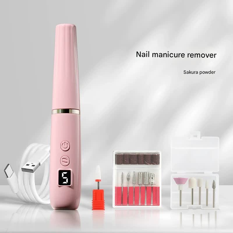 Portable Electric Nail Drill Machine Kit - 18000 RPM, 5-Speed, USB-C Rechargeable with LED Display Pink