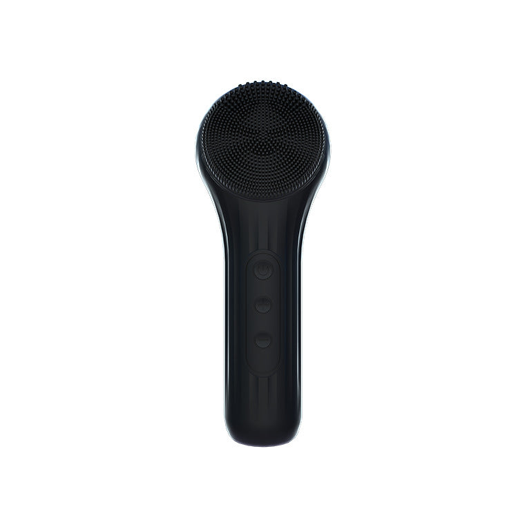Silicone Facial Cleansing Brush - 6-Speed Vibration, Food-Grade Antibacterial Material with Warming Function Black