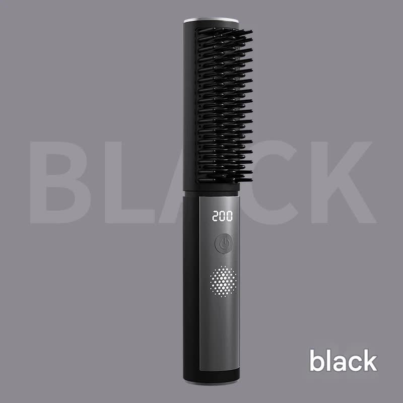 Cordless Hair Straightener Comb - 4 Temperature Settings, USB-C, PTC Heating black