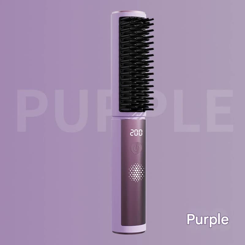 Cordless Hair Straightener Comb - 4 Temperature Settings, USB-C, PTC Heating purple