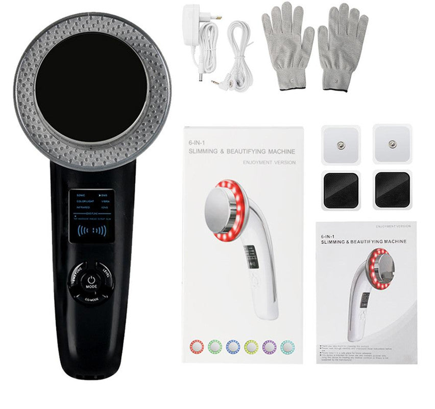 6-in-1 Ultrasonic Slimming & Beautifying RF Device - Body Sculpting & Skin Rejuvenation black