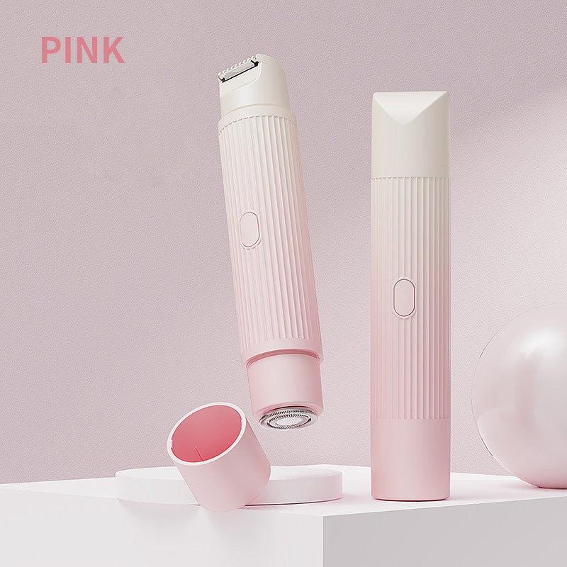 2-in-1 Electric Lady Shaver & Trimmer - Gentle Full Body Hair Removal, Portable & USB Rechargeable Gradient pink