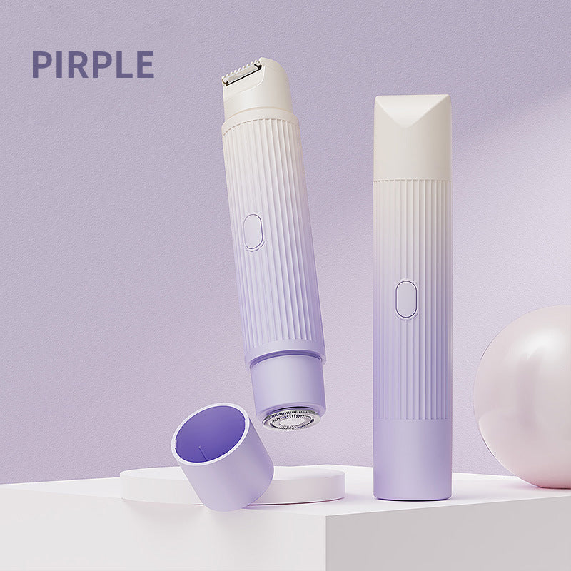 2-in-1 Electric Lady Shaver & Trimmer - Gentle Full Body Hair Removal, Portable & USB Rechargeable Gradient Purple