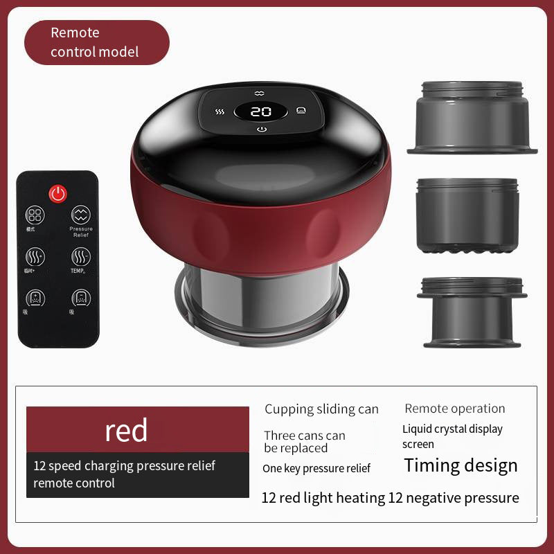 Smart Electric Cupping Therapy Massager - Adjustable Suction & Heat, Red Light Therapy, USB-C Rechargeable Red