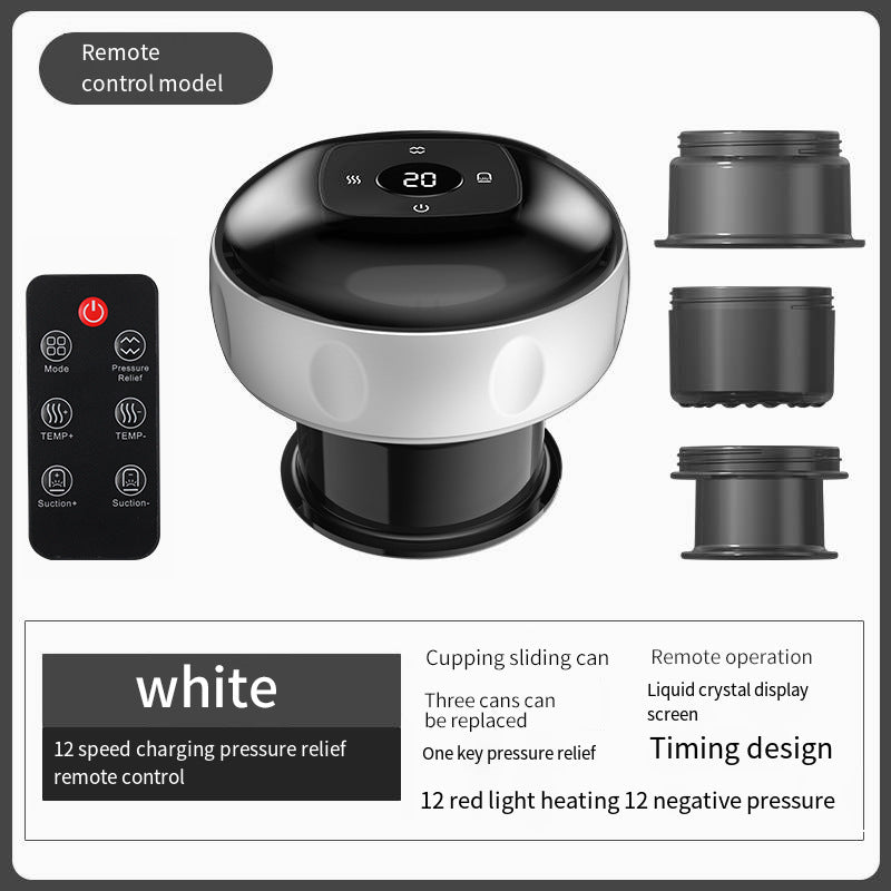 Smart Electric Cupping Therapy Massager - Adjustable Suction & Heat, Red Light Therapy, USB-C Rechargeable White