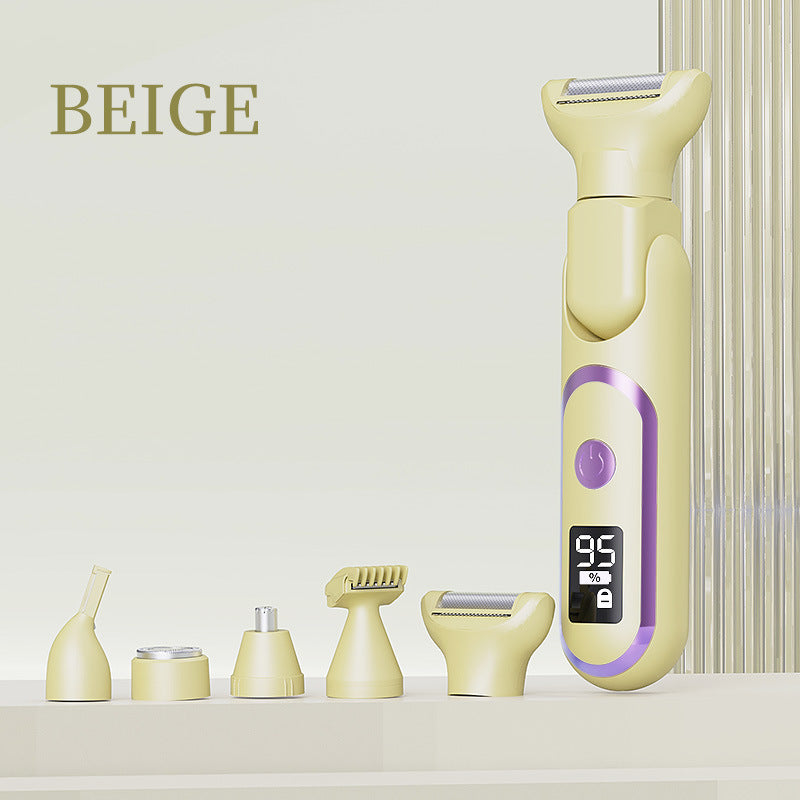 5-in-1 Electric Lady Shaver & Grooming Kit - LCD Display, USB-C Rechargeable, Full Body Hair Removal Yellow