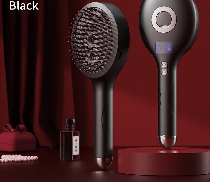 4-in-1 SPA Scalp Care Massage Comb - Red Light Therapy, Nano Steam & Vibration, USB-C Rechargeable Black