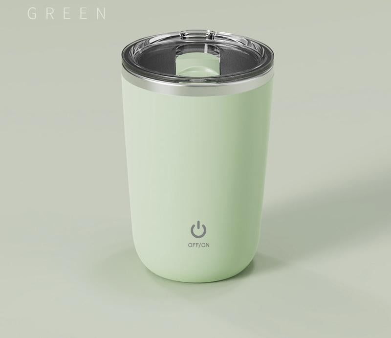 Mini Portable Electric Self-Stirring Mug - USB-C Rechargeable, 4-Hour Use, Stainless Steel Green