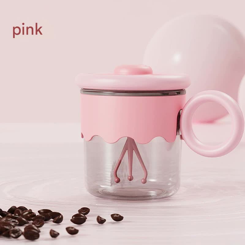 Automatic Self-Stirring Coffee Mug - 400ml, 5000RPM, USB-C Rechargeable with Trident Stirring Rod pink