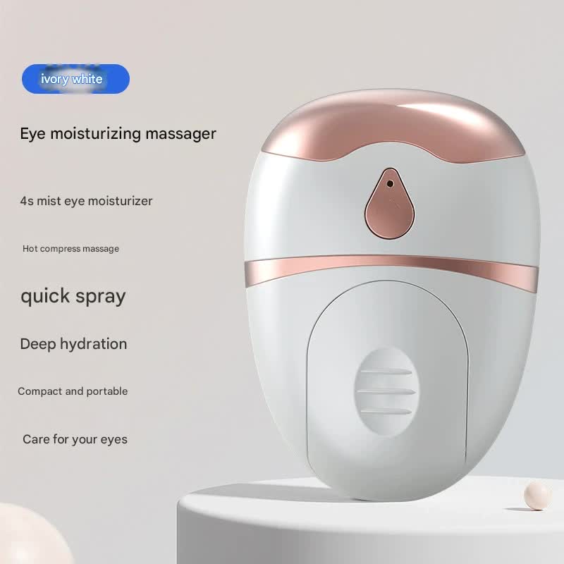 Portable Nano Mist Eye Massager & Humidifier - USB-C, Hot Compress, Wrinkle Reduction & Deep Hydration White