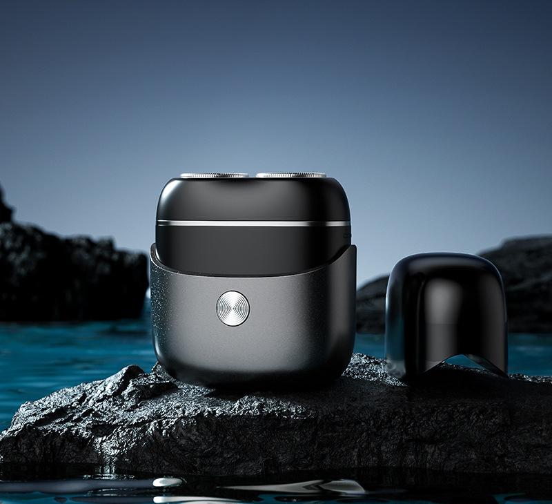 Mini Portable Electric Shaver - Dual Floating Heads, USB-C Fast Charge, Waterproof, Magnetic Design Dark grey