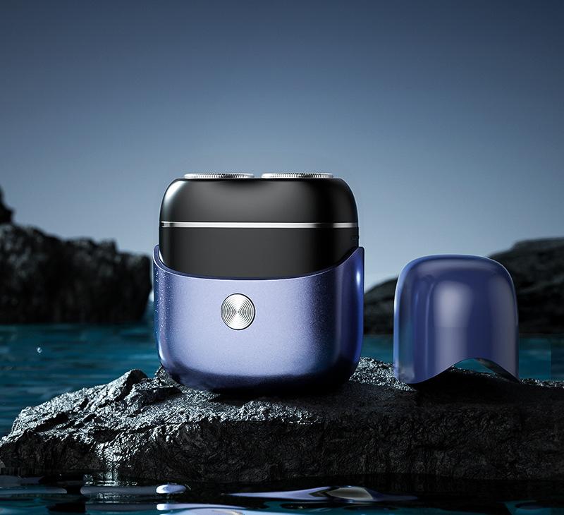 Mini Portable Electric Shaver - Dual Floating Heads, USB-C Fast Charge, Waterproof, Magnetic Design Blue