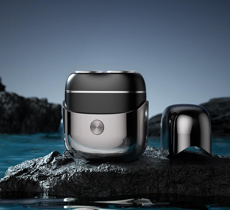 Mini Portable Electric Shaver - Dual Floating Heads, USB-C Fast Charge, Waterproof, Magnetic Design Gun black