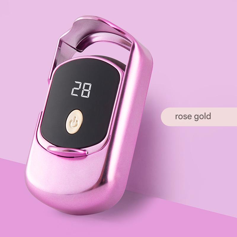 Rechargeable Electric Heated Eyelash Curler - 55C Constant Temperature, LED Display, Gentle Curling Rose Gold