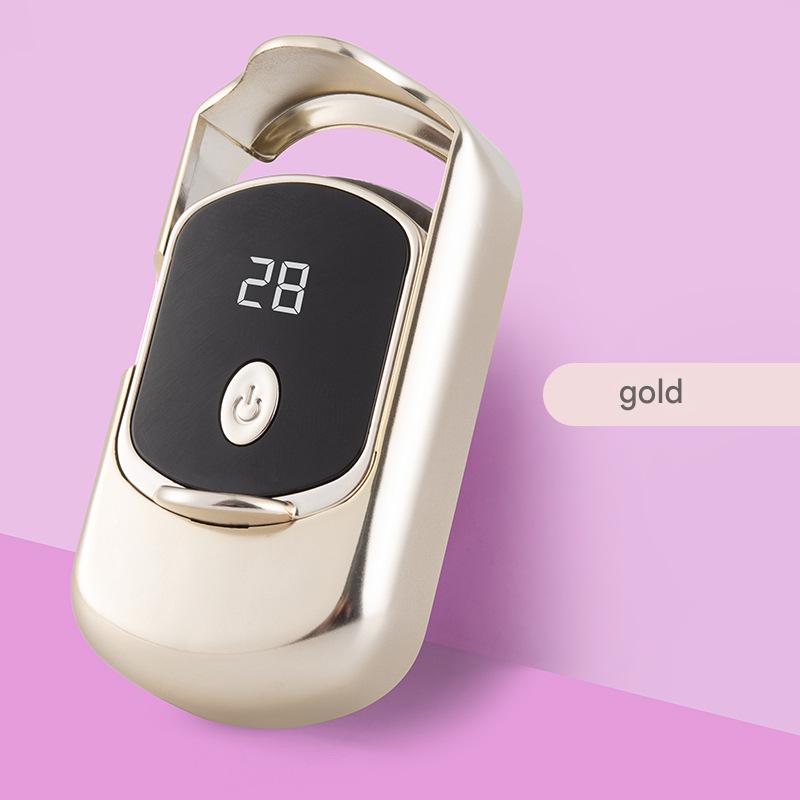 Rechargeable Electric Heated Eyelash Curler - 55C Constant Temperature, LED Display, Gentle Curling Gold