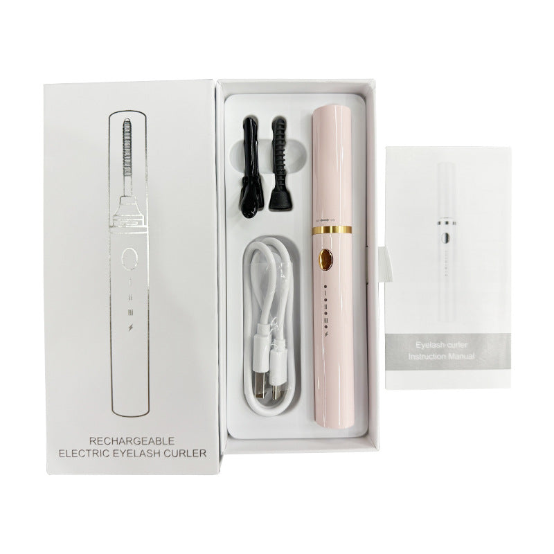 Rechargeable Heated Eyelash Curler Wand - 3 Temperature Gears, Type-C Charging, All-Day Curl pink