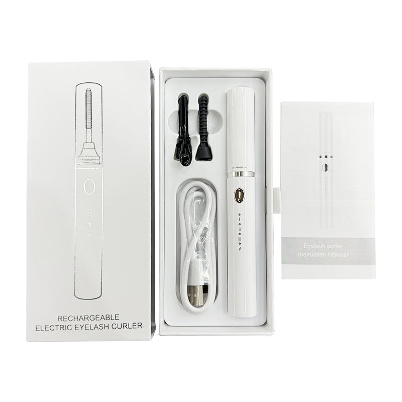 Rechargeable Heated Eyelash Curler Wand - 3 Temperature Gears, Type-C Charging, All-Day Curl White